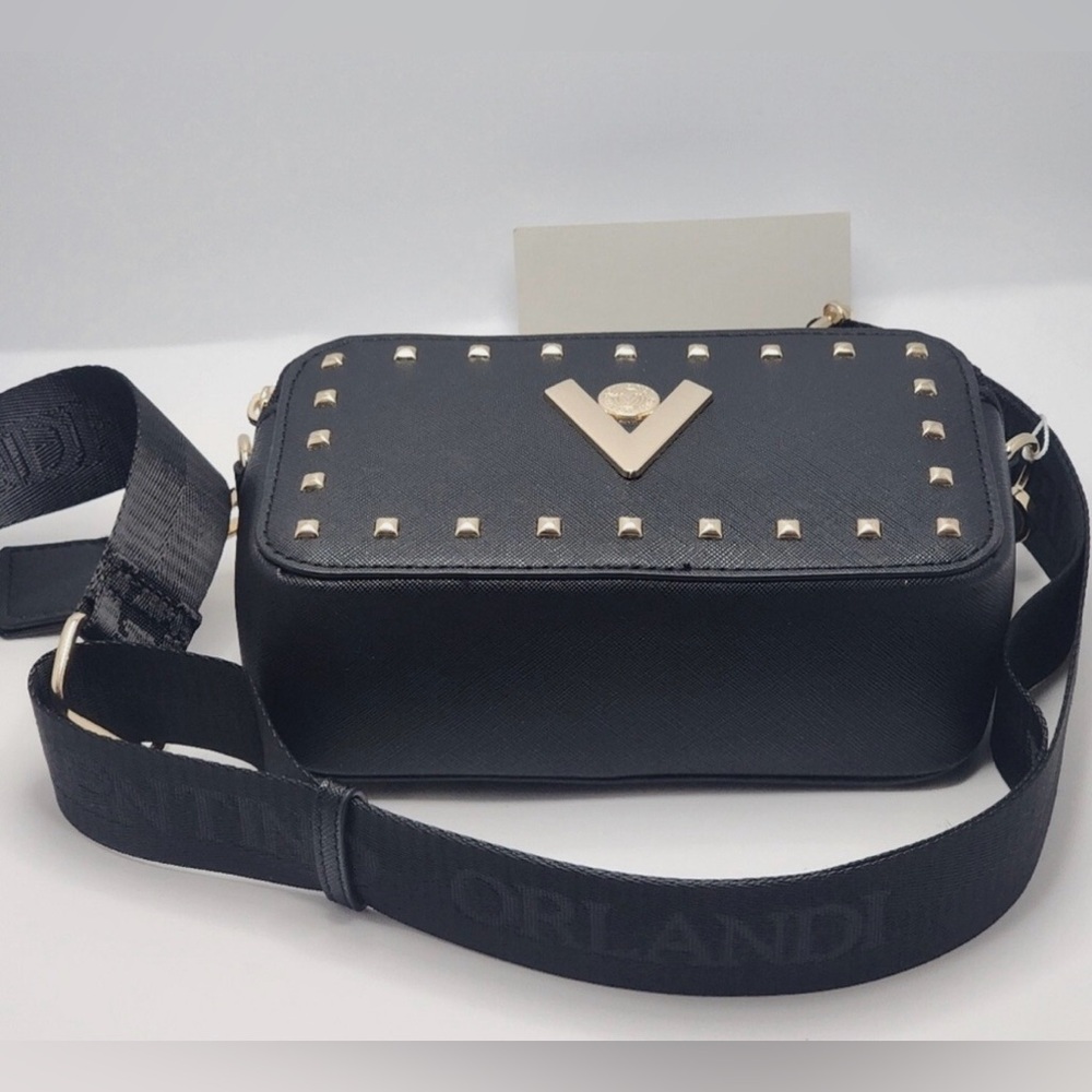 NWT Valentino Orlandi Black Studded Camera Crossbody Bag - Picture 4 of 6